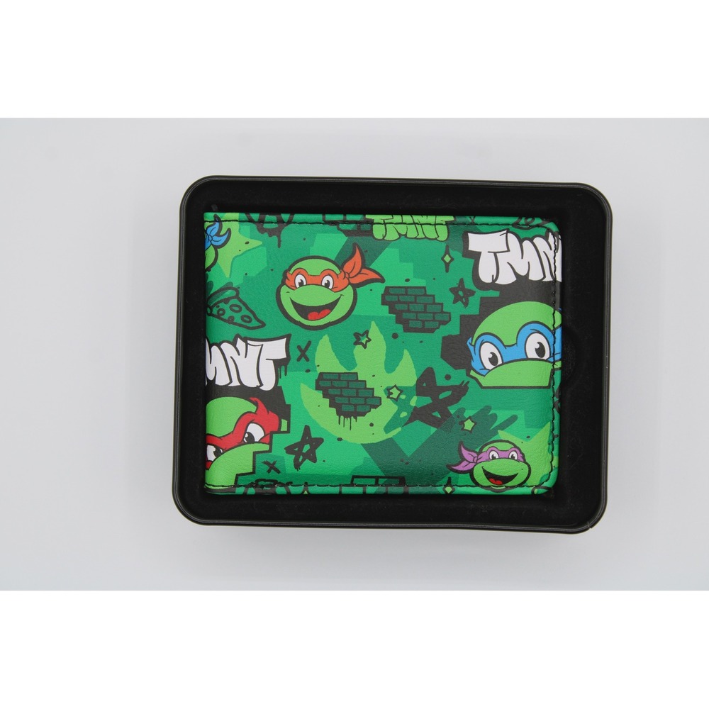 Bi-Fold Wallet - Teenage Mutant Ninja Turtles TMNT Faces Brick Wall Greens